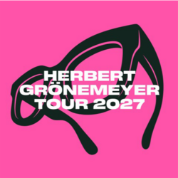 Titel der Tour auf pinkem Hintergrund mit schwarzer Brille